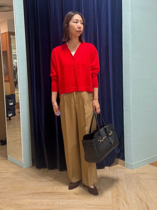 手洗い可能》《アンサンブル対応》18G天竺ゆったりVネックカーディガン