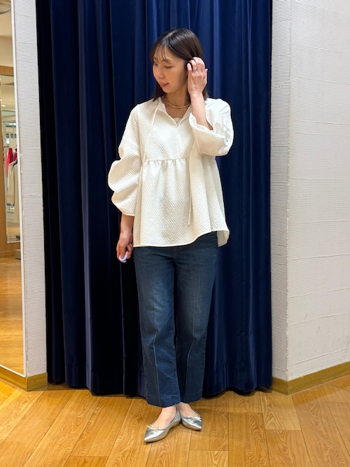 RM denim】スリットクロップドハイウエストデニム（デニムパンツ 