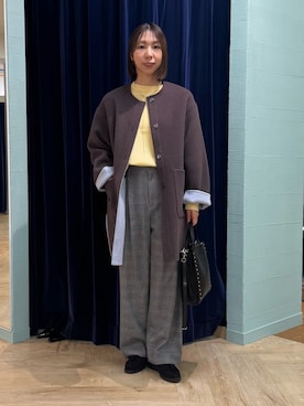 「アイテム（ノーカラーコート）」を使った、nol tsujiさん（レディース・164cm）の秋コーディネート