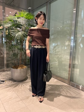 「NOLLEY’S Sophi（ノーリーズソフィ）のアイテム（パンツ）」を使った、nol niiharaさん（レディース・162cm）の夏コーディネート