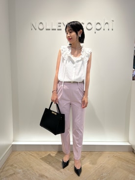 「NOLLEY’S Sophi（ノーリーズソフィ）のアイテム（パンツ）」を使った、nol niiharaさん（レディース・162cm）の夏コーディネート