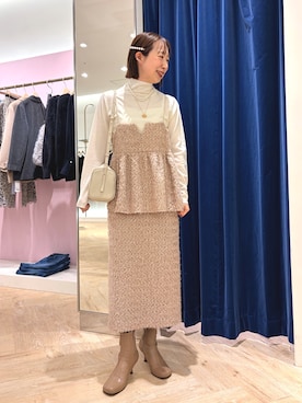 「アイテム（バレッタ/ヘアクリップ）」を使った、aikoさん（レディース・158cm）の冬コーディネート