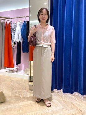 「アイテム（カーディガン/ボレロ、ピンク系）」を使った、aikoさん（レディース・158cm）の夏コーディネート