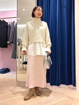 「grace grace （グラスグラス）の【grace grace/グラスグラス】3スターパヴェブローチ（ブローチ/コサージュ）」を使った、aikoさん（レディース・158cm）の冬コーディネート