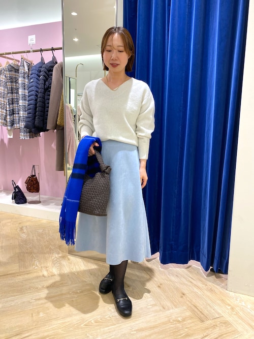 極美品archivio 水色 ポロシャツとフレアーダンボールスカートセット セール】スエードダンボールフレアスカート（スカート）｜NOLLEY'S