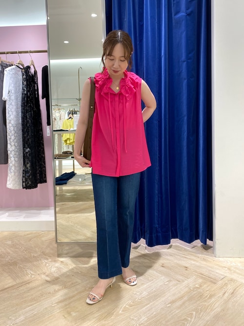 セール】【RM denim】スリットクロップドハイウエストデニム（デニム