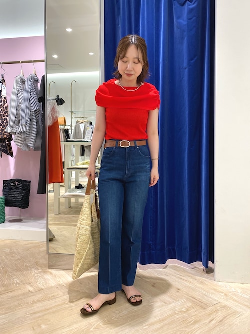 セール】【RM denim】スリットクロップドハイウエストデニム（デニム