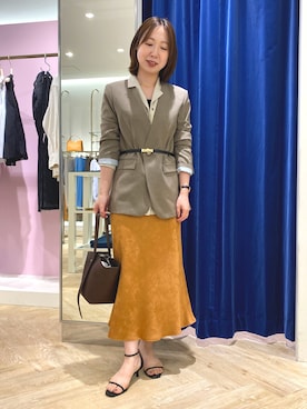 「アイテム（ノーカラージャケット）」を使った、aikoさん（レディース・158cm）の秋コーディネート