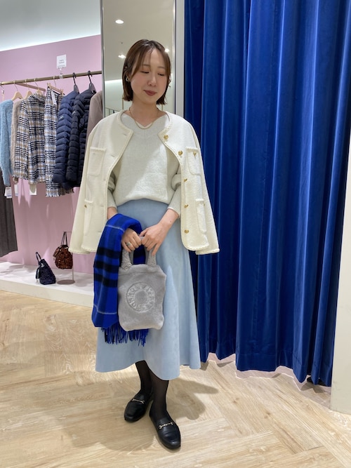 新品未使用　フォクシー　イリプスフレア　スカート　ソフィーブルー セール】スエードダンボールフレアスカート（スカート）｜NOLLEY'S