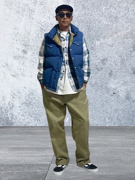 「アイテム（帽子）」を使った、トクさん　ノー◯◯しゃぶしゃぶさん（メンズ・172cm）の秋コーディネート