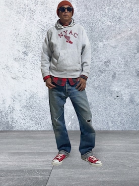 「アイテム（ニットキャップ/ビーニー）」を使った、トクさん　経てさん（メンズ・172cm）の秋コーディネート