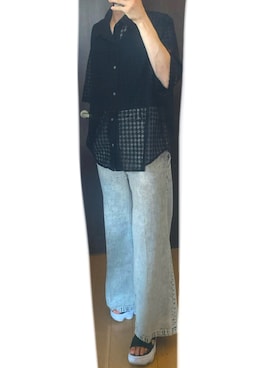 「CLEL（クレイル）の【CLEL】Vintage Design Flare Denim Pants /ヴィンテージデザイン フレアデニムパンツ（デニムパンツ）」を使った、エムシーさん（メンズ・168cm）の夏コーディネート