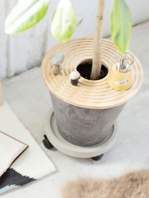 トレイ プランターカバー amabro WOOD CIRCLE TRAY アマブロ
