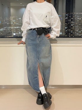 「U.S. POLO ASSN.（ユーエスポロアッスン）のU.S. POLO ASSN. /ユーエスポロアッスン 別注ワンポイント刺繍 ビッグシルエット長袖カットソー（Tシャツ/カットソー）」を使った、Rさん（レディース・155cm）の冬コーディネート