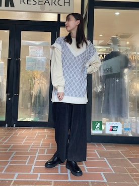 「ITEMS URBANRESEARCH（アイテムズ アーバンリサーチ）のアイテム（ベスト）」を使った、mokaさん（レディース・165cm）の秋コーディネート