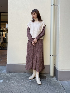 「ITEMS URBANRESEARCH（アイテムズ アーバンリサーチ）のアイテム（ベスト）」を使った、mokaさん（レディース・165cm）の冬コーディネート
