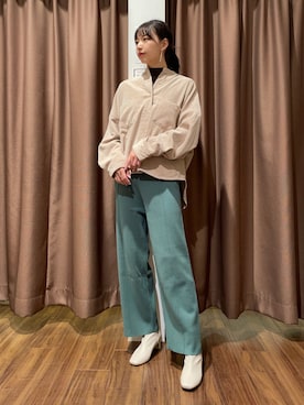 「ビッグシャツ」｜「アイテム（ブーツ）」を使った、mokaさん（レディース・165cm）の冬コーディネート