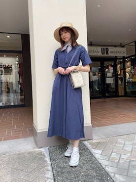 「ITEMS URBANRESEARCH（アイテムズ アーバンリサーチ）のアイテム（帽子）」を使った、mokaさん（レディース・165cm）の春コーディネート