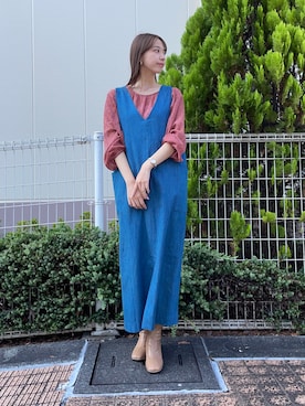 「ITEMS URBANRESEARCH（アイテムズ アーバンリサーチ）のアイテム（ジャンパースカート）」を使った、mokaさん（レディース・165cm）の秋コーディネート