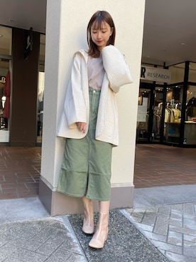 「ITEMS URBANRESEARCH（アイテムズ アーバンリサーチ）のアイテム（ダウンジャケット/コート）」を使った、mokaさん（レディース・165cm）の春コーディネート