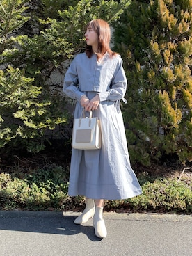 「ITEMS URBANRESEARCH（アイテムズ アーバンリサーチ）のアイテム（シャツワンピース）」を使った、mokaさん（レディース・165cm）の冬コーディネート
