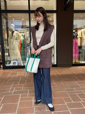 「ITEMS URBANRESEARCH（アイテムズ アーバンリサーチ）のアイテム（ベスト）」を使った、mokaさん（レディース・165cm）の秋コーディネート