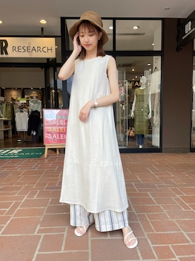 「URBAN RESEARCH（アーバンリサーチ）のアイテム（ハット）」を使った、mokaさん（レディース・165cm）の夏コーディネート