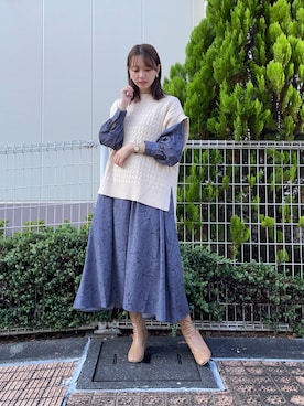 「ITEMS URBANRESEARCH（アイテムズ アーバンリサーチ）のアイテム（ベスト）」を使った、mokaさん（レディース・165cm）の秋コーディネート