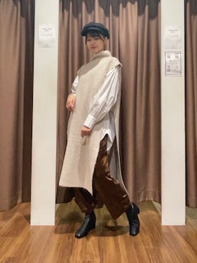 「サテンパンツ」｜「アイテム（キャスケット）」を使った、mokaさん（レディース・165cm）の秋コーディネート