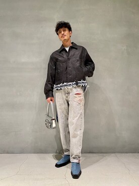 「DIESEL（ディーゼル）のアイテム（ライダースジャケット）」を使った、ＡＯＫＩさん（メンズ・169cm）の夏コーディネート