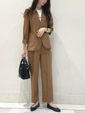 「YECCA VECCA（イェッカヴェッカ）のアイテム（ノーカラージャケット）」を使った、haruさん（レディース・167cm）の夏コーディネート