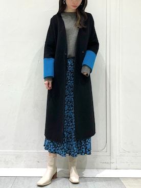 「YECCA VECCA（イェッカヴェッカ）のアイテム（ノーカラーコート）」を使った、haruさん（レディース・167cm）の秋コーディネート