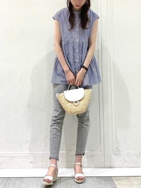 「YECCA VECCA（イェッカヴェッカ）のアイテム（かごバッグ）」を使った、haruさん（レディース・167cm）の夏コーディネート