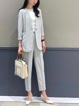 「YECCA VECCA（イェッカヴェッカ）のアイテム（ノーカラージャケット）」を使った、haruさん（レディース・167cm）の冬コーディネート