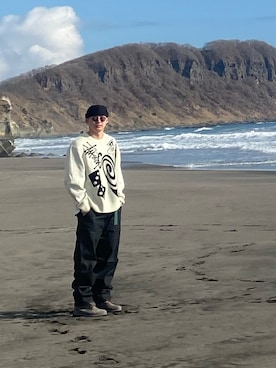 「アイテム（ニットキャップ/ビーニー）」を使った、激震のサザエさん（メンズ・183cm）の秋コーディネート