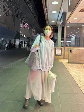 「シアーワンピース」｜「アイテム（スウェット）」を使った、だーゆんさん（レディース・158cm）の秋コーディネート