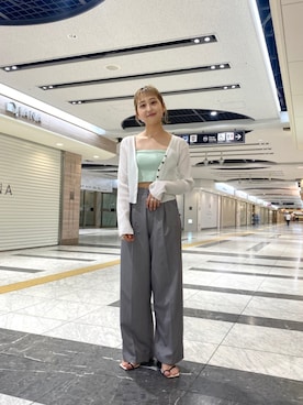 「短丈トップス」｜「アイテム（サンダル）」を使った、だーゆんさん（レディース・158cm）の春コーディネート