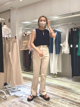 「mystic（ミスティック）のセンターステッチフレアデニム（デニムパンツ）」を使った、だーゆんさん（レディース・158cm）の春コーディネート