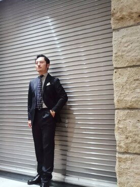 「アイテム（スーツジャケット）」を使った、Tsukasa Yamagishiさん（メンズ・167cm）の冬コーディネート
