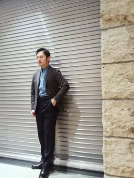 「アイテム（スーツジャケット）」を使った、Tsukasa Yamagishiさん（メンズ・167cm）の冬コーディネート