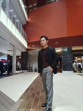 「アイテム（スーツジャケット）」を使った、Tsukasa Yamagishiさん（メンズ・167cm）の冬コーディネート