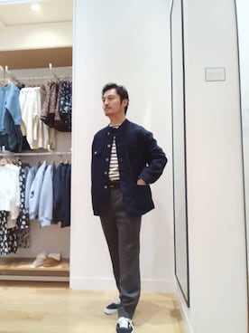 「アイテム（スーツパンツ）」を使った、Tsukasa Yamagishiさん（メンズ・167cm）の秋コーディネート