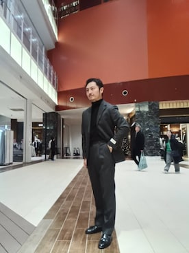 「アイテム（スーツパンツ）」を使った、Tsukasa Yamagishiさん（メンズ・167cm）の冬コーディネート