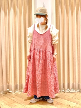 「袖フリル」｜「アイテム（ワンピース/ドレス）」を使った、muttyさん（レディース・152cm）の春コーディネート