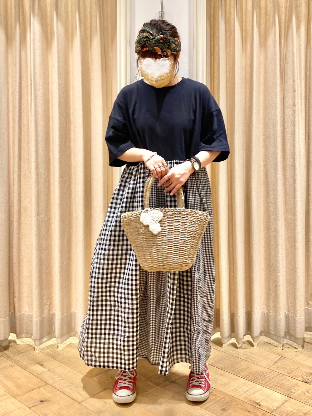 「Samansa Mos2のドッキングワンピース（ワンピース、ブラック系）」を使った、muttyさん（レディース・151cm）の夏コーディネートの1枚目の写真