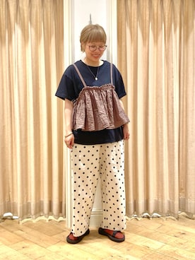 「ドットパンツ」｜muttyさん（レディース・152cm）の夏コーディネート