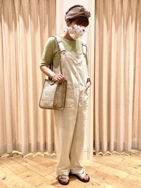 「ehka sopo（エヘカソポ）のアイテム（サロペット/オーバーオール）」を使った、muttyさん（レディース・151cm）の夏コーディネート
