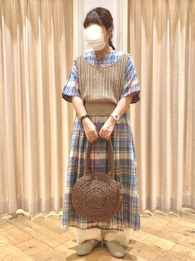 「ベスト×ワンピース」｜muttyさん（レディース・151cm）の夏コーディネート