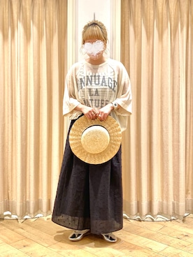 「ロゴニット」｜「アイテム（パンプス）」を使った、muttyさん（レディース・152cm）の夏コーディネート