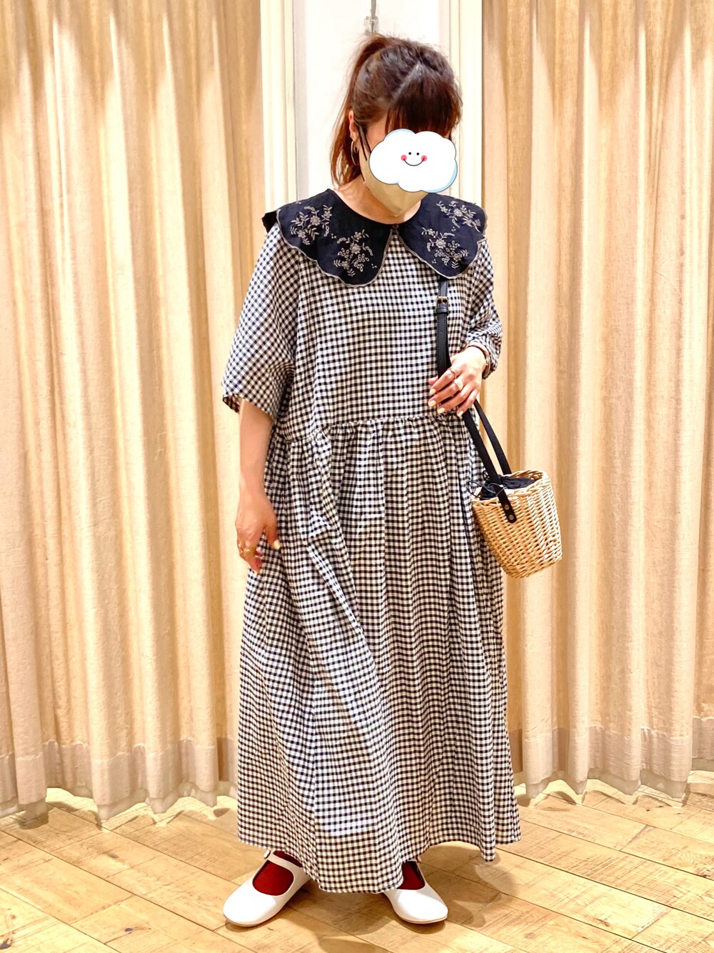 muttyさんの「お花とつぼみの刺繍付け襟（Samansa Mos2）」を使ったコーディネートの1枚目の写真